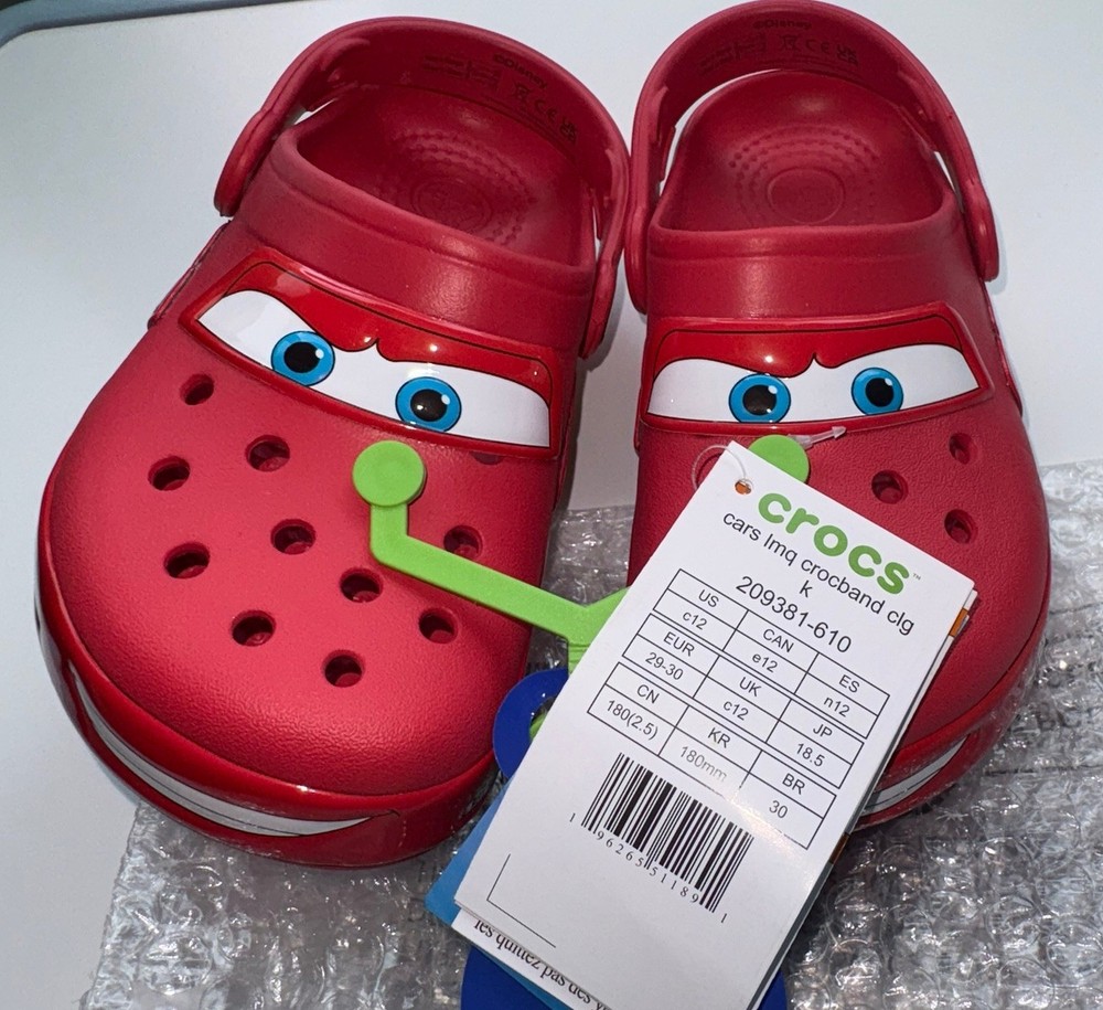 Brand New *AUTHENTIC* Lightning McQueen Light-Up Cars Crocs w/ Tags Toddler C13