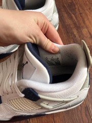 Jordan 4 Retro Midnight Navy GS White/Gray/Navy Leather Sneakers Size 6.5Y