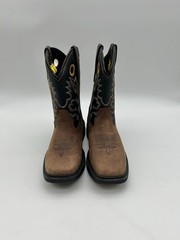 Dan Post Cowboy Buckaroo Square Toe Boots Size Youth 3.5 D Brown Leather Western