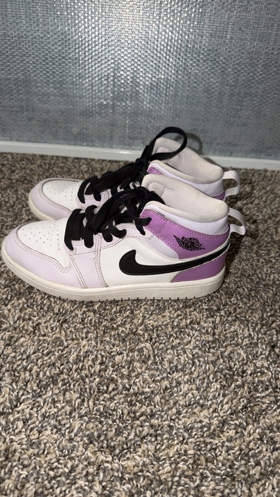 Nike Air Jordan High Top Athletic Sneakers White Purple Black Unisex Kids