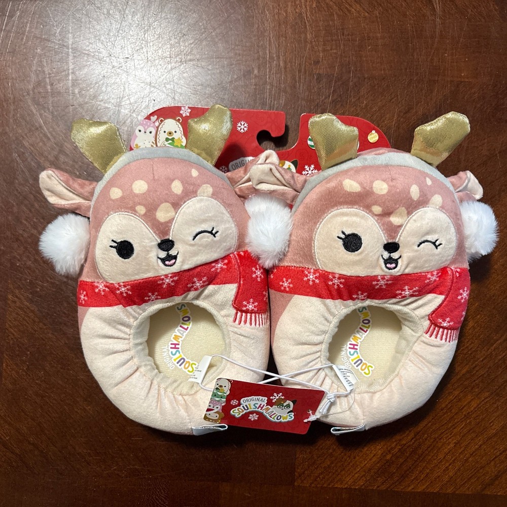 NEW Jazwares Squishmallows Holiday Slippers Dawn the Fawn – Kids Size 11 / 12