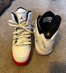 Jordan Flight 23 Mid Top Unisex Kids Leather Sneakers US 5Y White/Black/Red