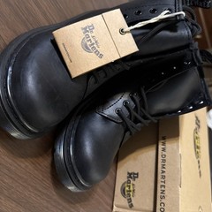 Dr. Martens 1460 Serena Mono J Black Leather Fur Lined Kids Boots US 1 New Box
