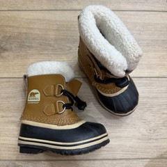 Sorel Yoot Pac Nylon Waterproof Snow Boots Duck Boots Tan Black Kids Size 8