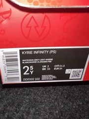 Nike Kyrie Infinity PS Youth Size 2.5Y White Iron Grey Basketball Shoes DD0332