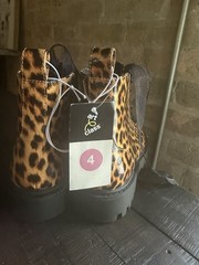 Art Class Leopard Print Lace-Up Ankle Bootie Brown Black Kids US 4