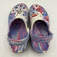 Crocs Classic Tie Dye Clogs Kids Size J2 Pink Blue White Charms Slip On