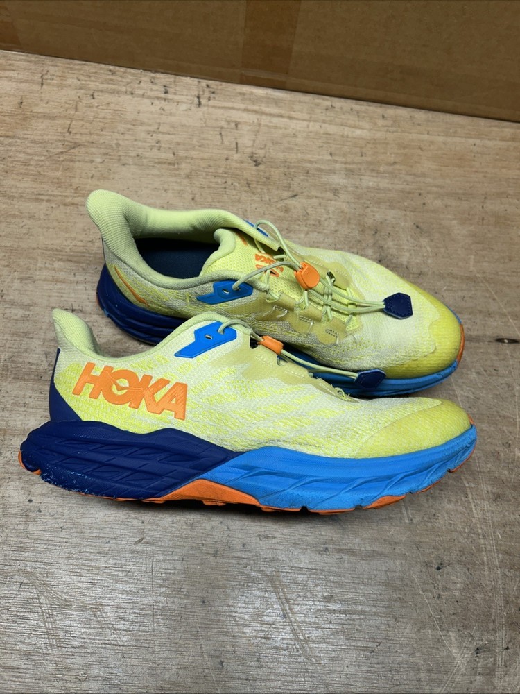 Size 7 MD, Hoka One One Speedgoat 5 Youth, Running Hiking Shoes, Yellow