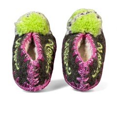 Karagiannis Handmade Traditional Greek Wool Slipper Baby Purple Green UK 3 Gift