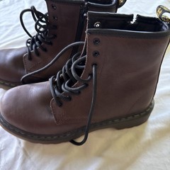 Size US 3 Dr Doc Martens Delaney Kids Boots Leather Uppers side zipper brown
