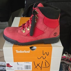 Timberland Field Boot Red Nubuck Lace-Up Ankle Boot Kids US 6 M EU 37