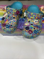 Crocs Classic Lisa Frank Clog K Digital Aqua Multi Kids Size 11 Used w Box