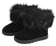 A&C Boots Kids Size 3 Black Little Star Faux Fur Warm-77K Snow Boot Winter