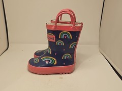 LONE CONE rainbows hearts RUBBER RAIN BOOTS KIDS 4 EASY-ON HANDLES