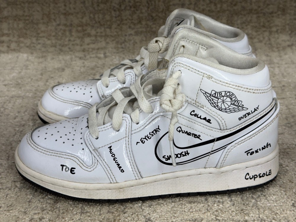 Nike Air Jordan Mid GS White Black Schematics DQ1864 100 – SIZE 3.5Y / EUR 35.5