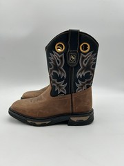 Dan Post Cowboy Buckaroo Square Toe Boots Size Youth 3.5 D Brown Leather Western