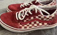 Vans Off the Wall Red Checked Lace-Up Low Top Sneakers Youth Size 6.0Women’s 7.5