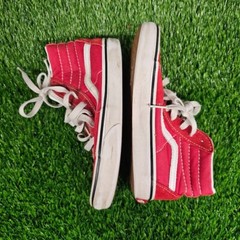 Vans Hook And Loop Red White High Top Shoes Sneakers Youth Size 2
