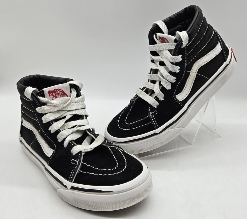 Vans Hi Top Black And White Canvas Skateboard Shoes Youth/Kids Size 13