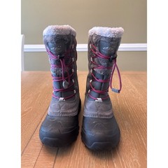 The North Face Alpenglow IV Winter Boots Kids 3 Gray Pink Waterproof Insulated
