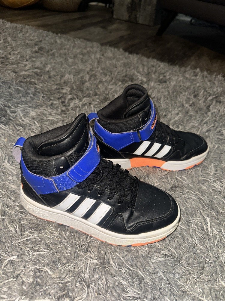 Kid’s Adidas Postmove Mid K Sneaker Size 5 ID7071 Black Blue Orange