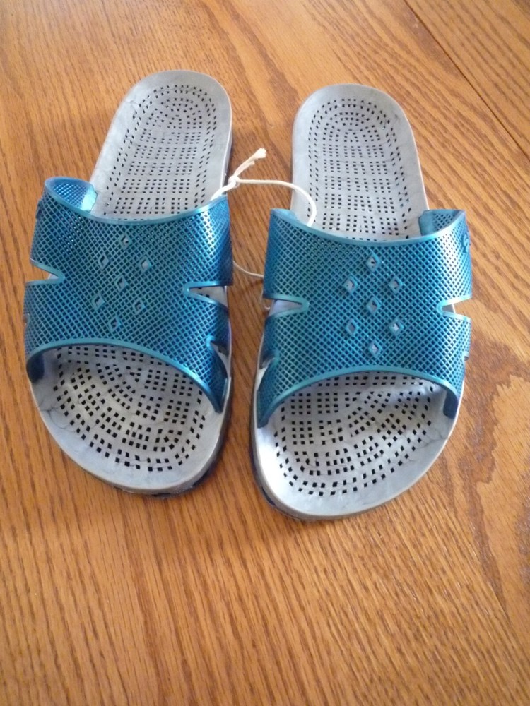 Youth Size 7 Turquoise Open Toe Molded Slide On Sandal Senski & C Assisi Italy
