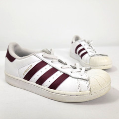Adidas Superstar Low Top White Maroon Stripe Youth Size 1.5 1 1/2 Shoe Sneaker