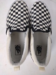 VANS Classic Slip On White/Black Checkered Canvas Skate Shoes Youth 5