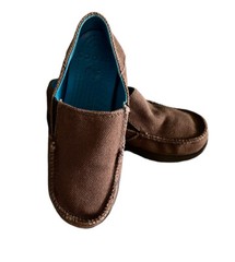 NWOB Crocs 15576 Canvas Upper Loafer kids US Sz J1 Junior Espresso Brown
