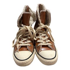 Converse Chuck All Star Leather High-Rise Brown W/ Faux Shearling Size 2