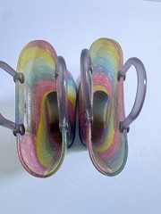 Western Chief Rain Boots Kids 7/8 Purple Rainbow Mystical Pastels PVC Pull-On