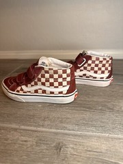 Vans Maroon White Checker High Top Skate Shoes Youth Size 1
