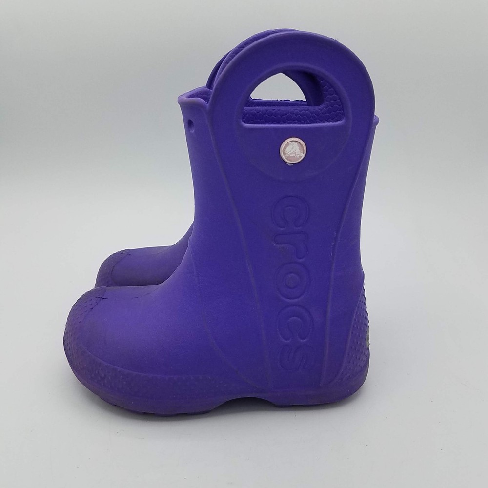 Crocs Handle It Rain Boots Kids C9 Purple Violet Lightweight Handle 12803