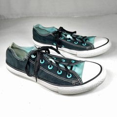 Converse All Star Junior Double Tongue Sneakers Sz 4 Junior Black Aqua Hot Pink