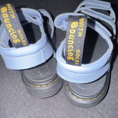 Dr. Martens KLAIRE Y Light Blue Synthetic Hook & Loop Strappy Sandals 5 Casual