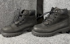 Timberland 12807 Combat Black Leather Unisex Kids Boots Lace Up Non-Slip US 10