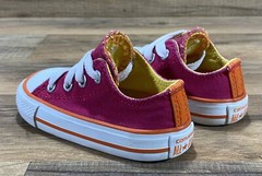 Converse Chuck Taylor All Star Double Tongue Raspberry Orange Boys Girls 4 EUC