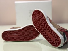 $225 BURBERRY Mini Haypark Check Parade 29 12 Red Leather Sneakers Shoes &BOX