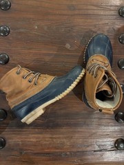 Magellan Outdoors Duck Boots Youth Size 3 Brown Leather Rubber Winter Shoes