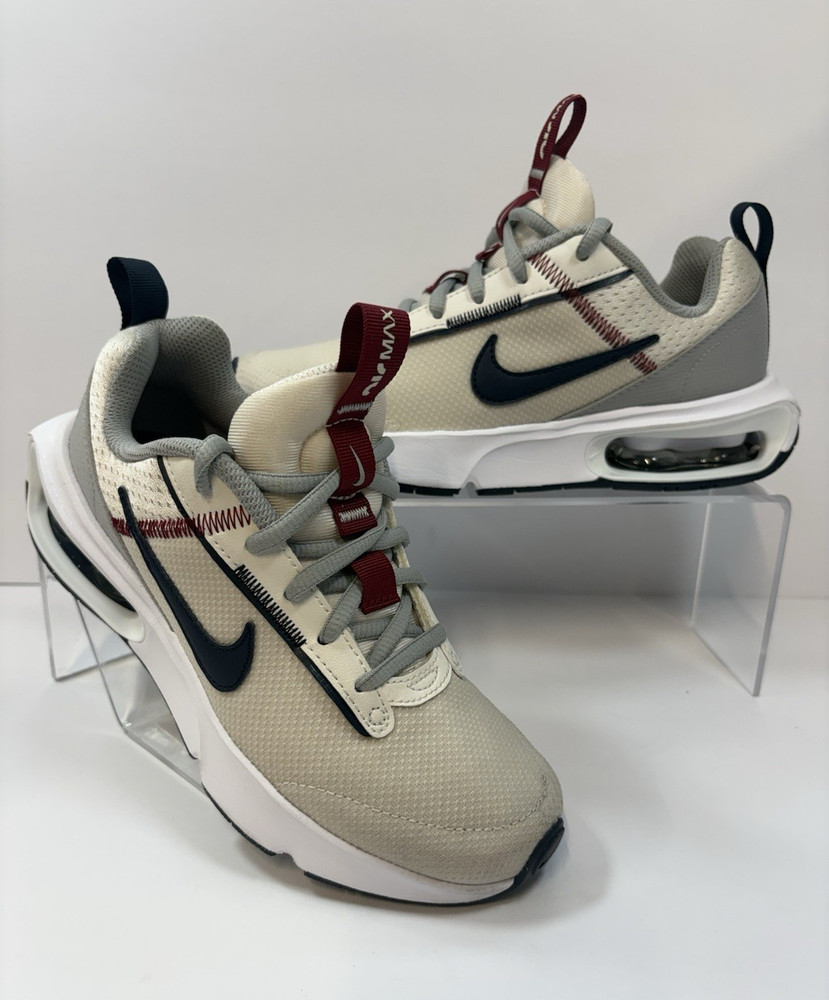 Nike Air Max Men’s Athletic Sneaker Beige/Gray/Red Mesh Lace Up Low Top
