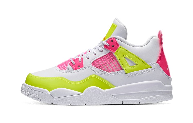 Jordan 4 Retro White Lemon Pink PS Kids CV7809-100 New Authentic