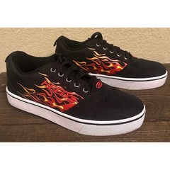 Heelys Pro 20 Prints Kids Size 7 Black Red Flame Skate Shoes Sneakers H013-072