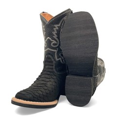 The Western Shops Kids Python Print Leather Square Toe Side Zipper Western Boots