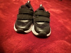 Black White Mesh Hook & Loop Athletic Sneakers Unisex Kids Lightweight Flat