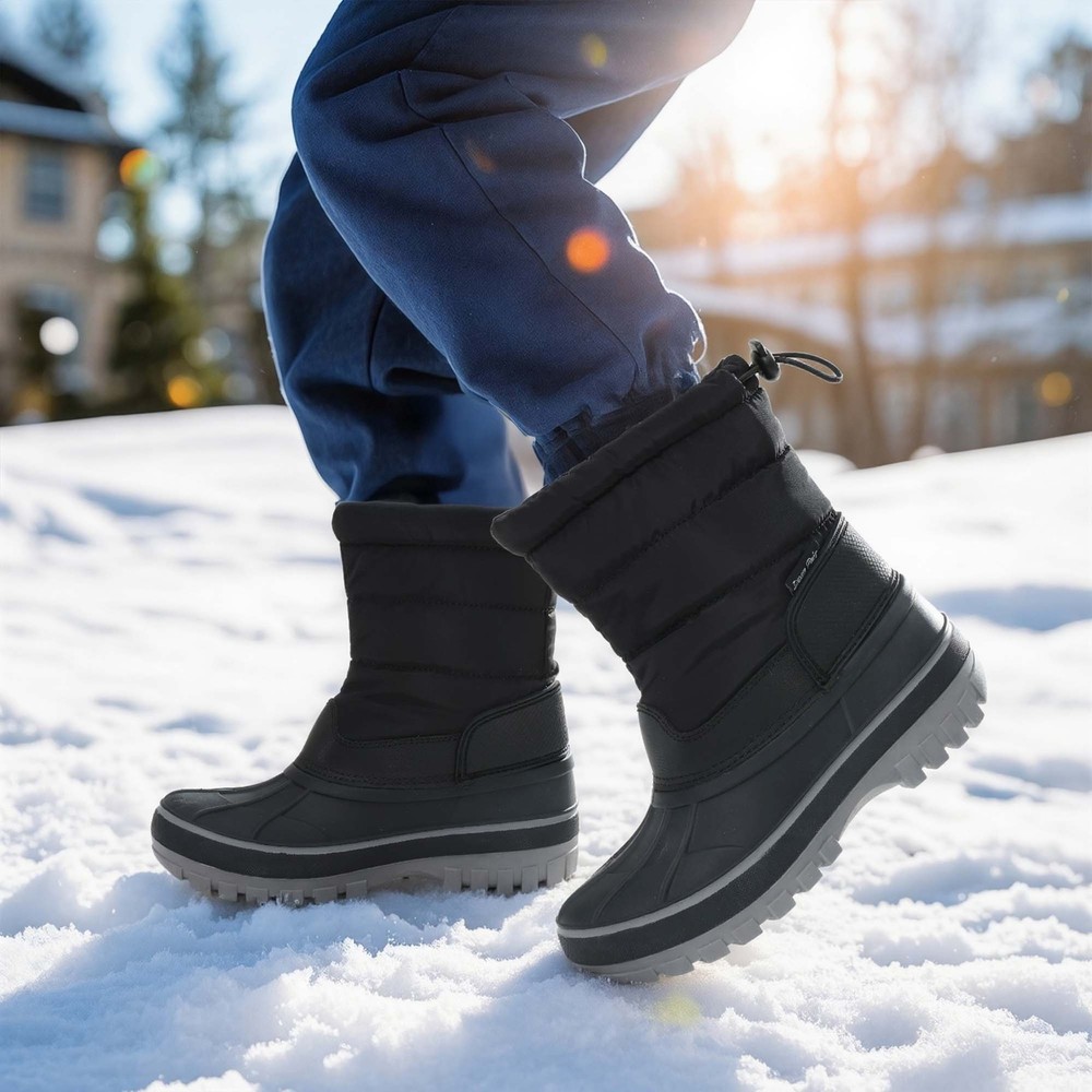 Boys Girls Winter Snow Boots Waterproof Warm Mid-Calf Outdoor Kids Shoes Boots