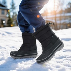 Boys Girls Winter Snow Boots Waterproof Warm Mid-Calf Outdoor Kids Shoes Boots