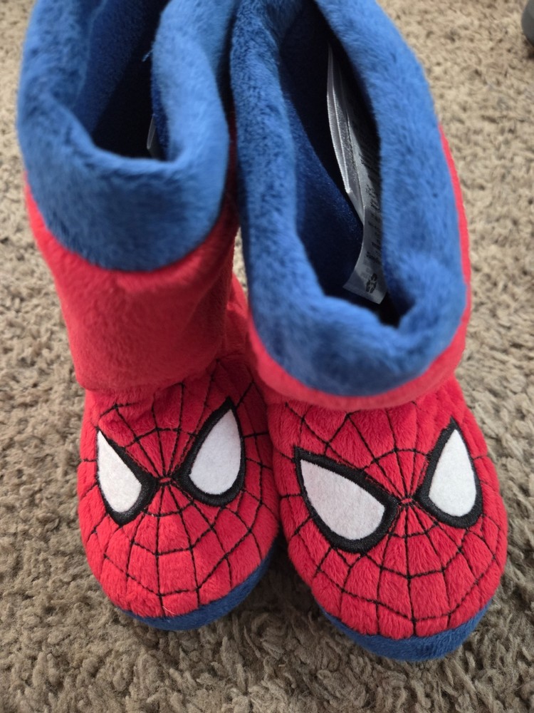 Disney Store Spider-Man Red/Blue Bootie Slippers Slip On Unisex Kids US 9