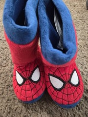 Disney Store Spider-Man Red/Blue Bootie Slippers Slip On Unisex Kids US 9