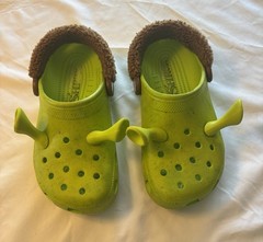 Crocs Shrek Mens US 4 Women’s 6 Green/Brown Fuzzy Lined Clog Slip-On Rubber Sole