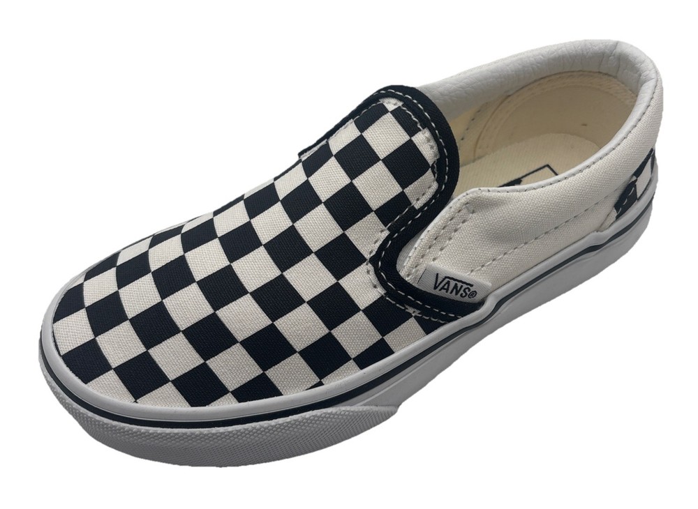 Youth Vans Classic Checkerboard Slip On Sneakers in Black/White Sizes: 11-3 NEW